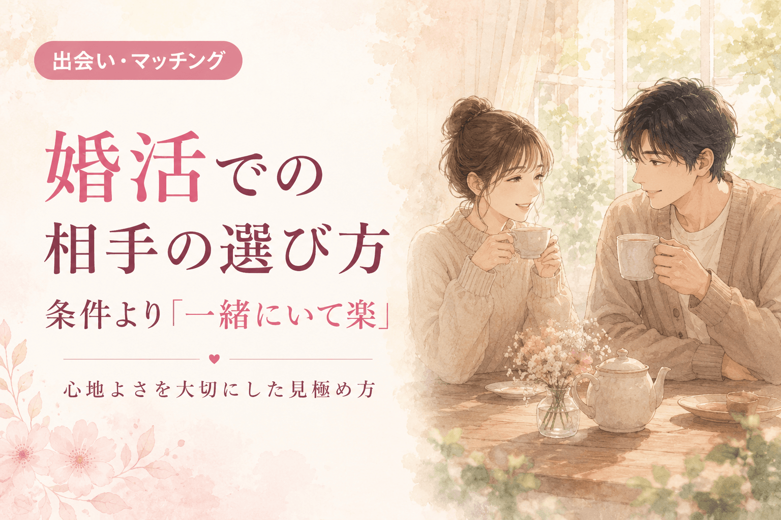 婚活での相手の選び方|条件より「一緒にいて楽か」で見る