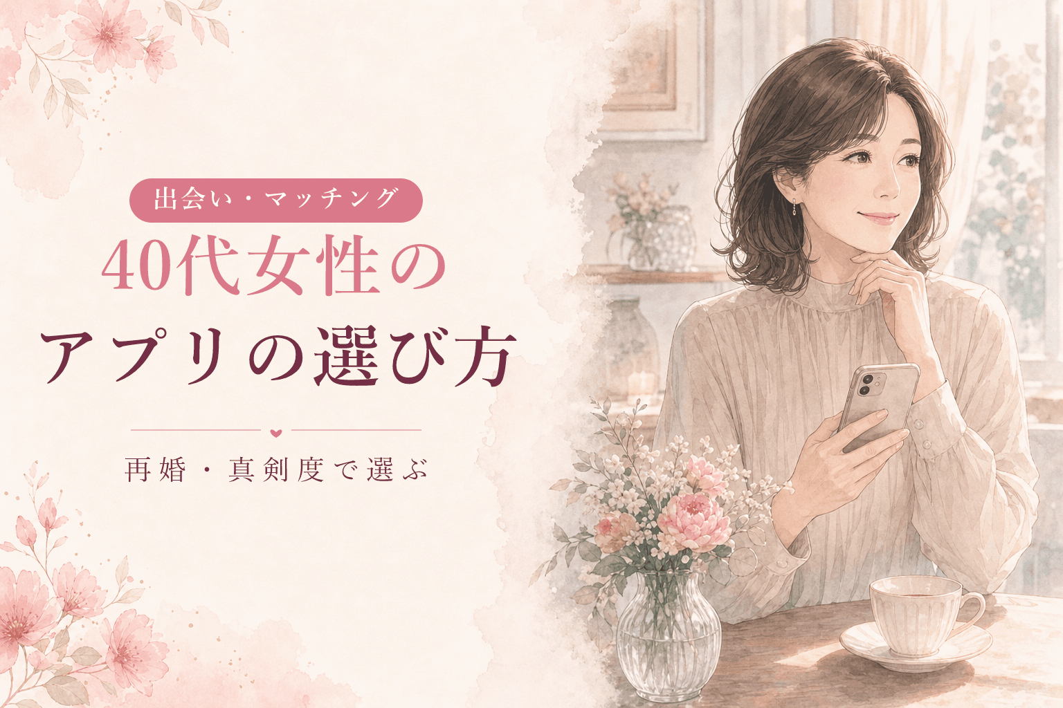 40代女性におすすめのマッチングアプリの選び方|再婚・真剣度で選ぶ