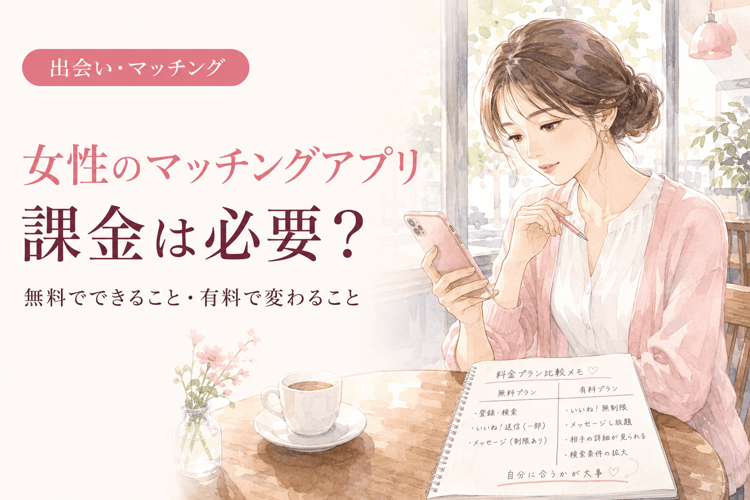 女性のマッチングアプリ課金は必要?無料でできること・有料で変わること