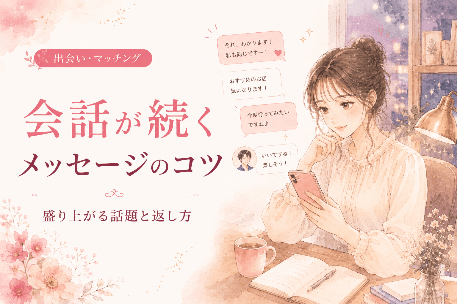 マッチングアプリでメッセージが続くコツ|盛り上がる話題と落ちない返し方