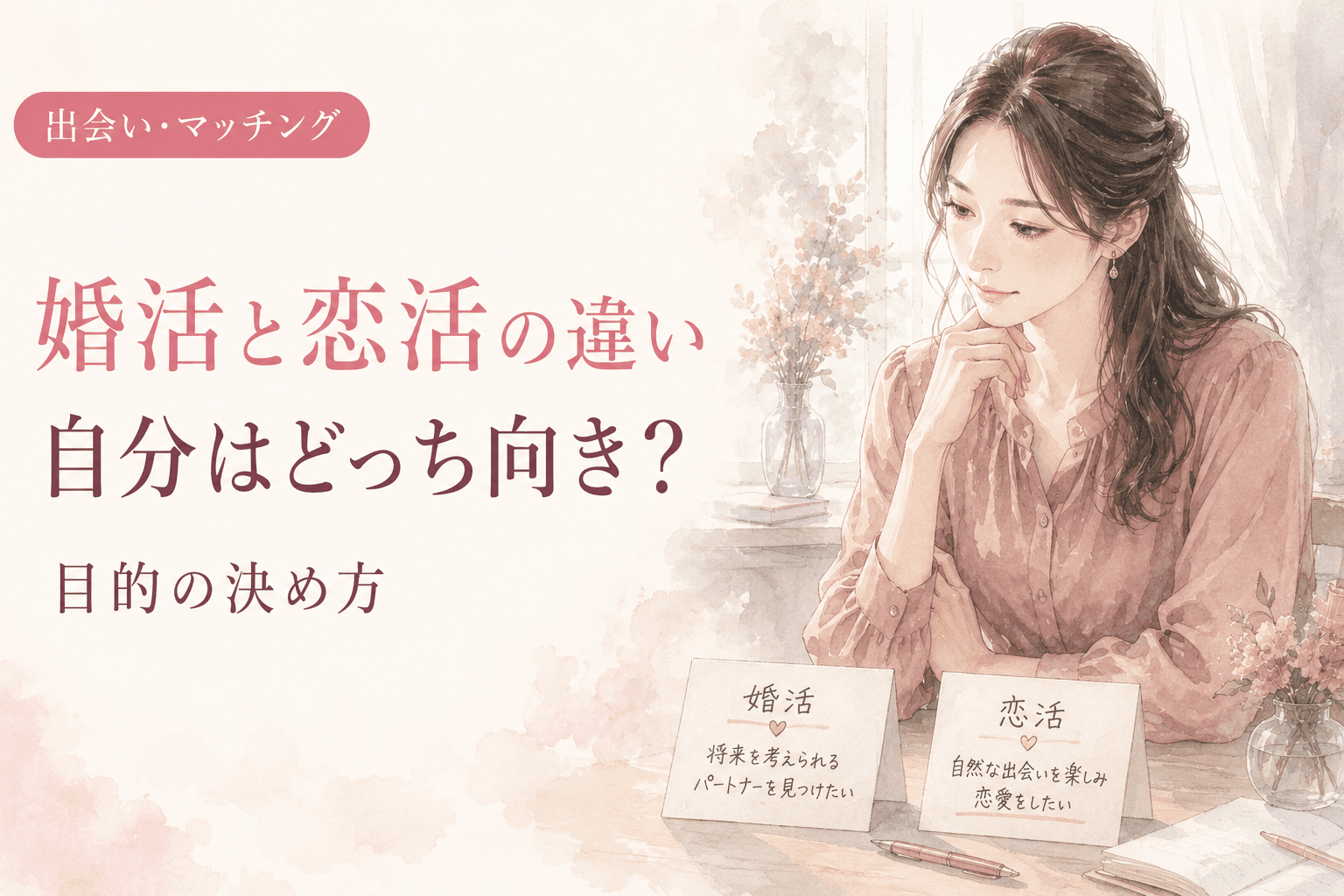 婚活と恋活の違い|自分はどっち向き?目的の決め方