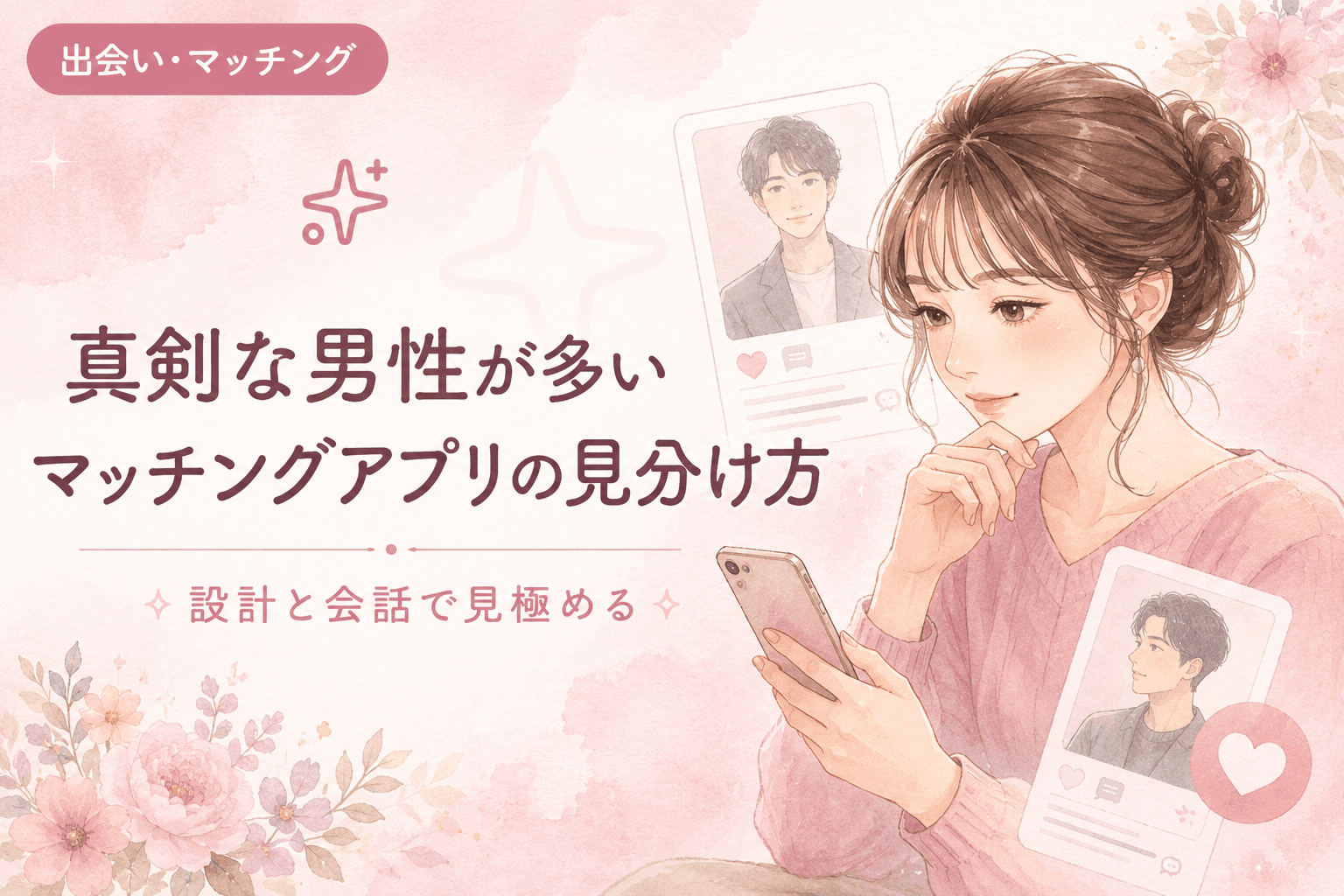 真剣な男性が多いマッチングアプリの見分け方|設計と会話で見極める