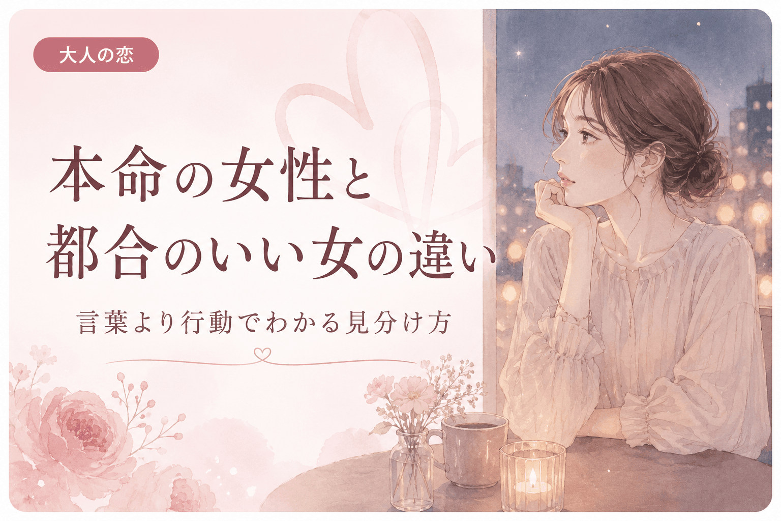 本命の女性と都合のいい女の違い|言葉より行動でわかる見分け方
