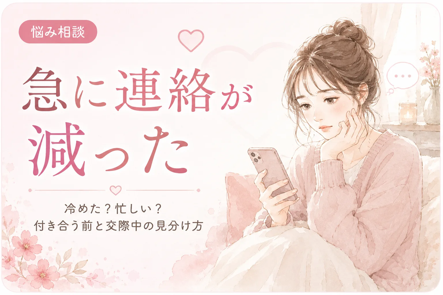 急に連絡が減った|冷めた?忙しい?付き合う前と交際中の見分け方