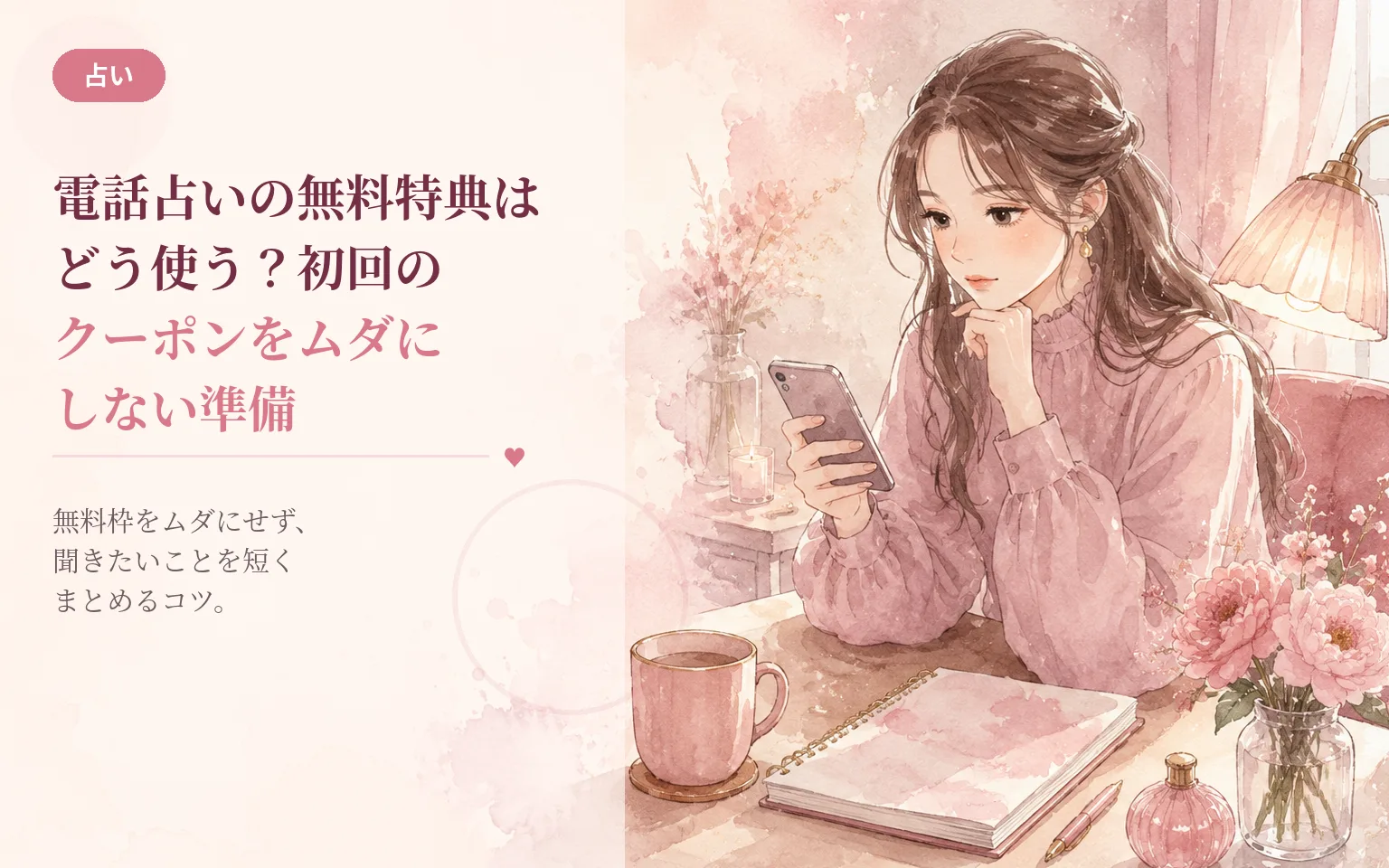 電話占いの無料特典はどう使う?初回のクーポンをムダにしない準備
