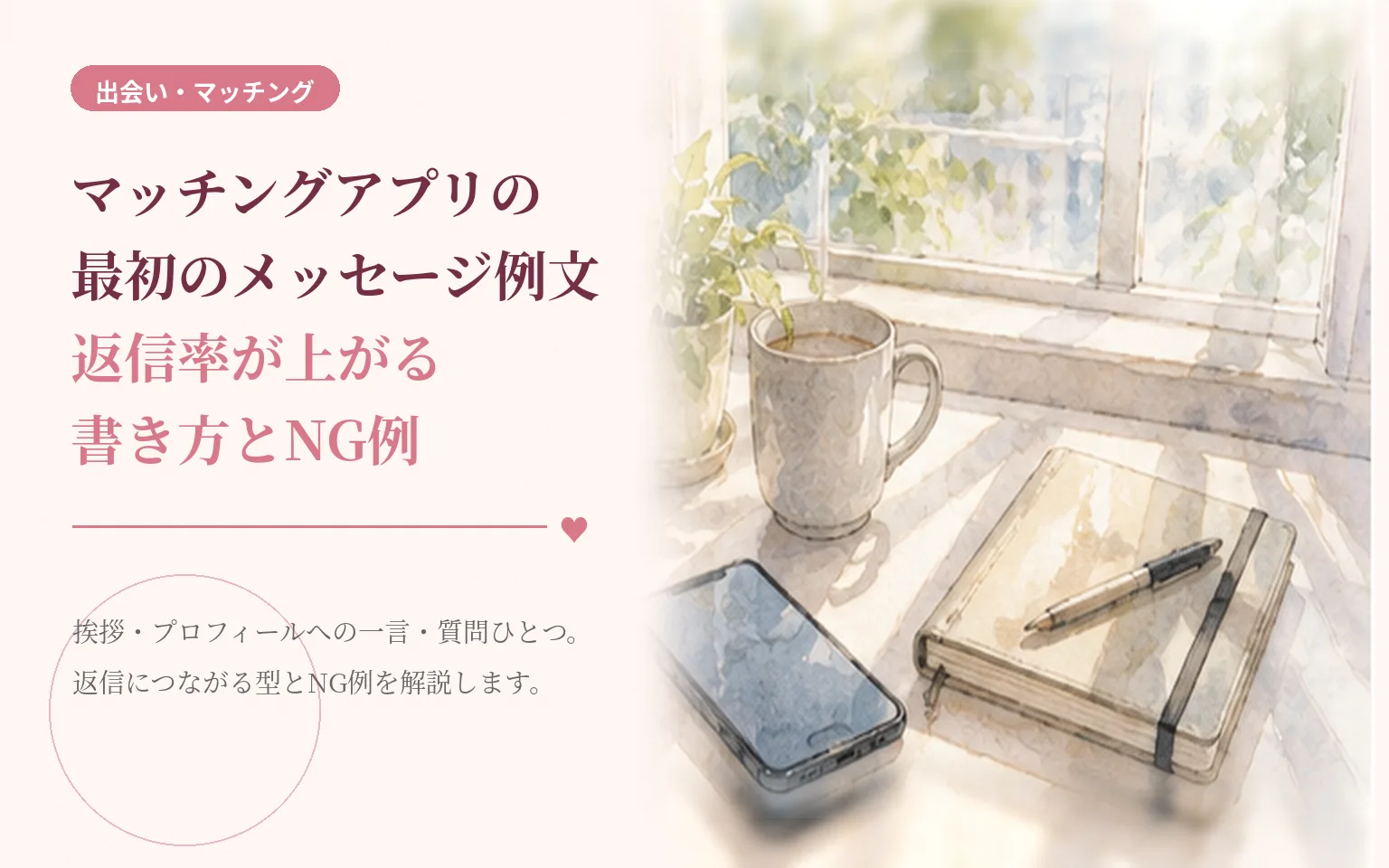 マッチングアプリの最初のメッセージ例文|返信率が上がる書き方とNG例