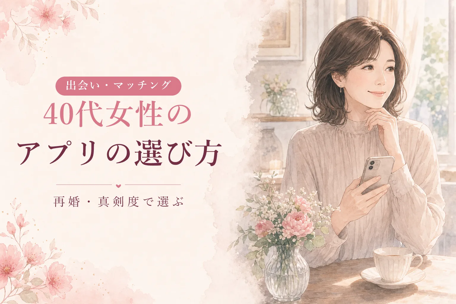 40代女性におすすめのマッチングアプリの選び方|再婚・真剣度で選ぶ