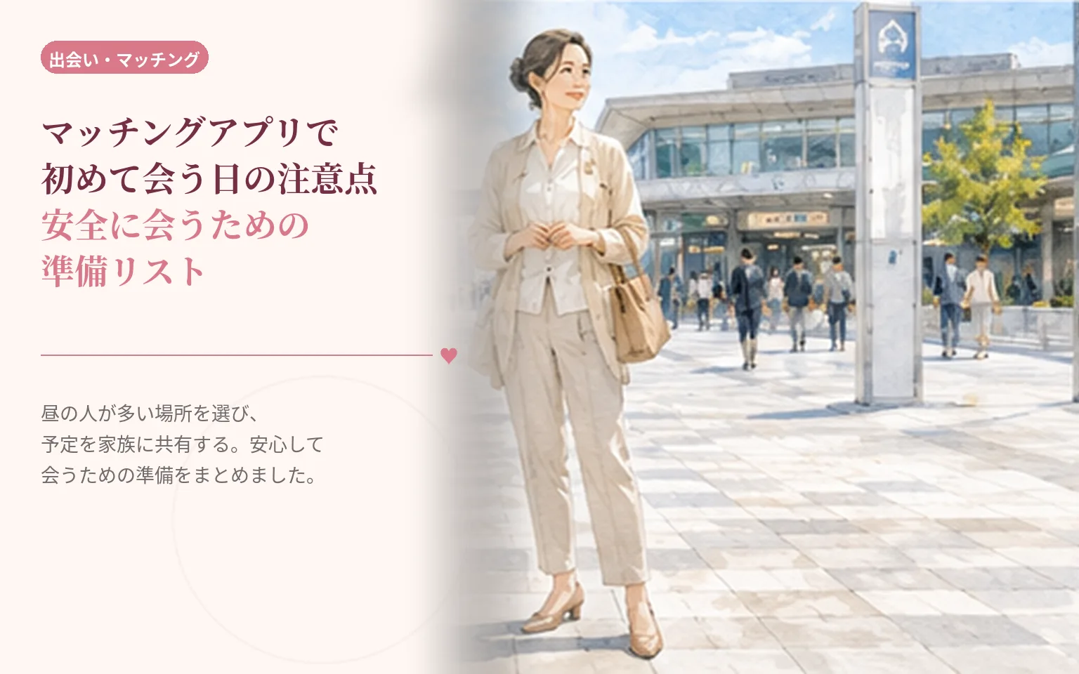マッチングアプリで初めて会う日の注意点|安全に会うための準備リスト