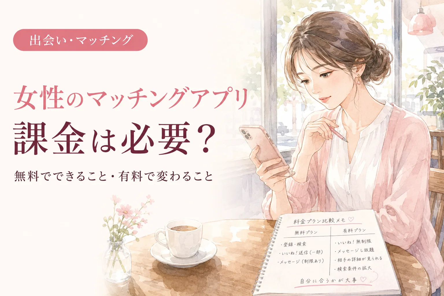 女性のマッチングアプリ課金は必要?無料でできること・有料で変わること