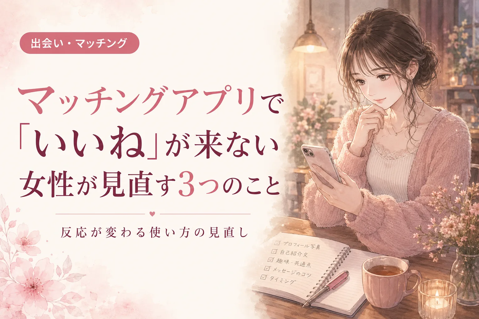 マッチングアプリで「いいね」が来ない女性が見直す3つのこと