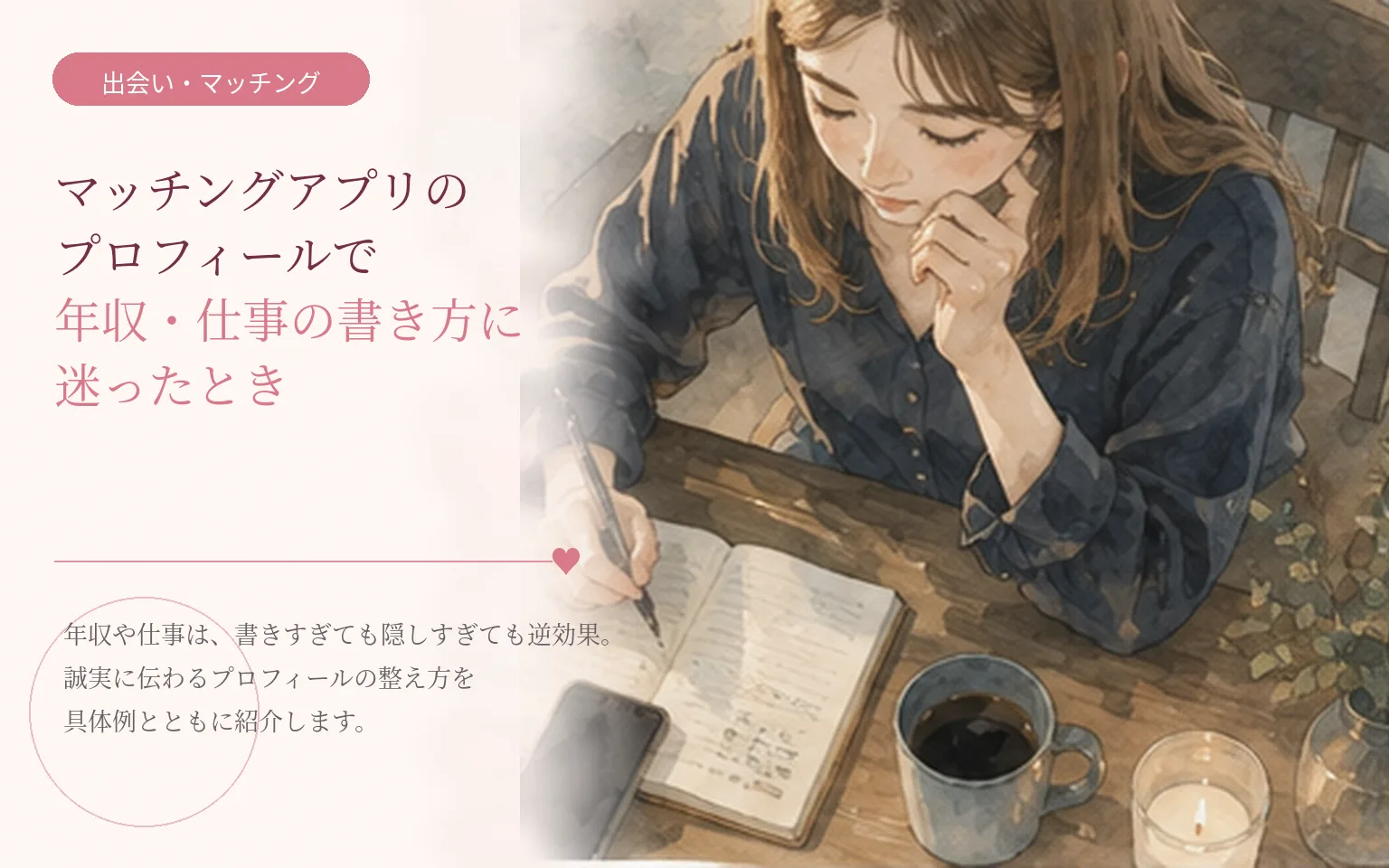 マッチングアプリのプロフィールで年収・仕事の書き方に迷ったとき