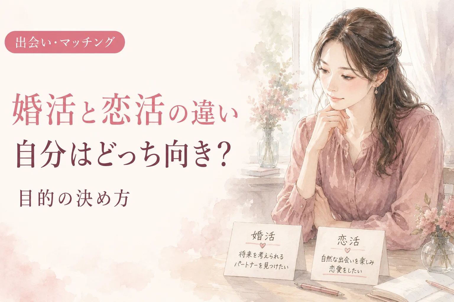 婚活と恋活の違い|自分はどっち向き?目的の決め方