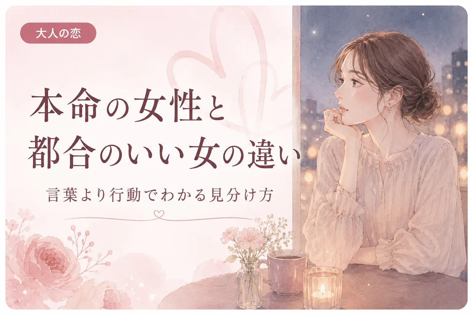 本命の女性と都合のいい女の違い|言葉より行動でわかる見分け方