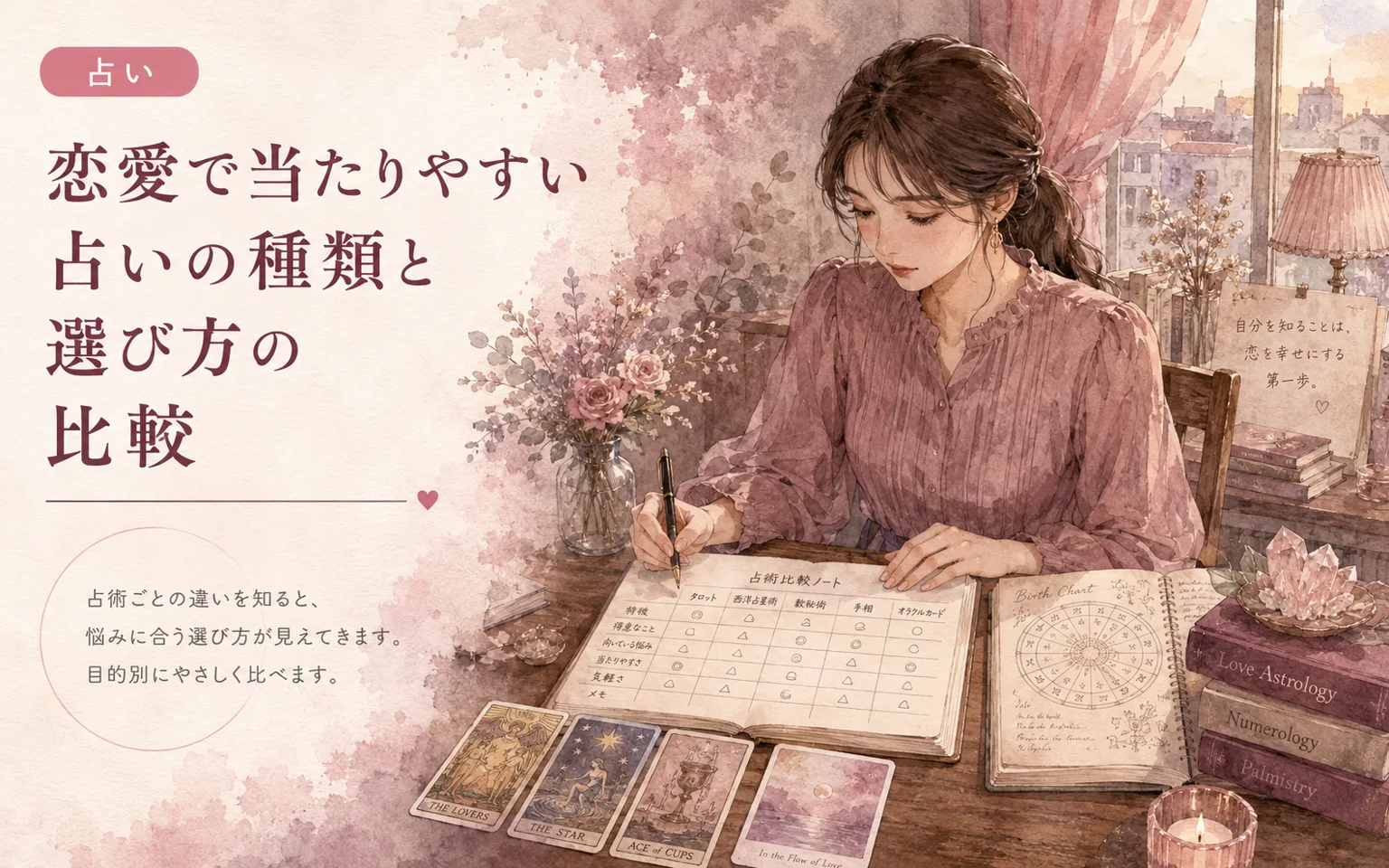 恋愛で当たりやすい占いの種類と選び方の比較